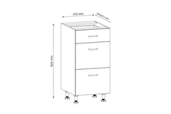 Unterschrank D40S3 - Provence -  Weiß/Matt