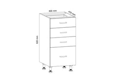 Unterschrank D40S4 - Provence - Weiß/Matt