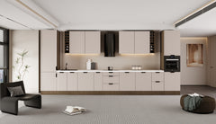 Küchenzeile 515 cm Einbauküche Küche ohne Arbeitsplatte Küchenmöbel , Sorento KS6-M515, Beige/Dunkle Eiche