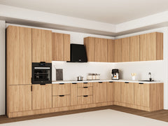 Winkelküche 405 x 205 cm Viel Stauraum Küchenzeile Küchenblock Ohne E-Geräten Einbauküche, Sorento KS5-M405 Sonoma Eiche