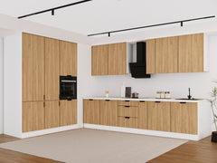Küchenzeile 320x160 cm Küchenschränke Einbauküche Küchenblock Ohne Arbeitsplatte , Sorento KS13-M320 , Sonoma Eiche/Weiß