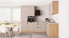 Winkelküche 265 x 225 cm Eckküche Ohne Arbeitsplatte Einbauküche L küche , Sorento KS15-M265 , Beige / Sonoma Eiche