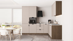 Winkelküche 265 x 225 cm Eckküche Ohne Arbeitsplatte Einbauküche L küche , Sorento KS15-M265 , Beige/Dunkle Eiche
