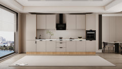 Küchenzeile 420 cm Küchenblock Einbauküche Ohne Arbeitsplatte , Sorento KS7-M420 , Beige/Sonoma Eiche