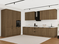 Küchenzeile 320x160 cm  Küchenschränke Einbauküche Küchenblock Ohne Arbeitsplatte , Sorento KS13-M320 ,Dunkle Eiche