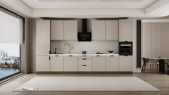 Küchenzeile 420 cm Küchenblock Einbauküche Ohne Arbeitsplatte , Sorento KS7-M420 , Beige/Dunkle Eiche