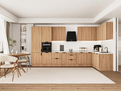 Winkelküche 405 x 205 cm Viel Stauraum Küchenzeile Küchenblock Ohne E-Geräten Einbauküche, Sorento KS5-M405 Sonoma Eiche
