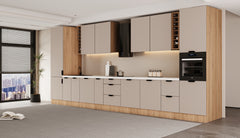 Küchenzeile 515 cm Einbauküche Küche ohne Arbeitsplatte Küchenmöbel , Sorento KS6-M515 , Beige/Sonoma Eiche