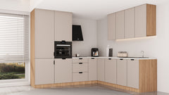 Winkelküche 265 x 225 cm Eckküche Ohne Arbeitsplatte Einbauküche L küche , Sorento KS15-M265 , Beige / Sonoma Eiche