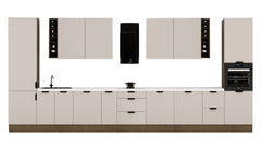 Küchenzeile 515 cm Einbauküche Küche ohne Arbeitsplatte Küchenmöbel , Sorento KS6-M515, Beige/Dunkle Eiche