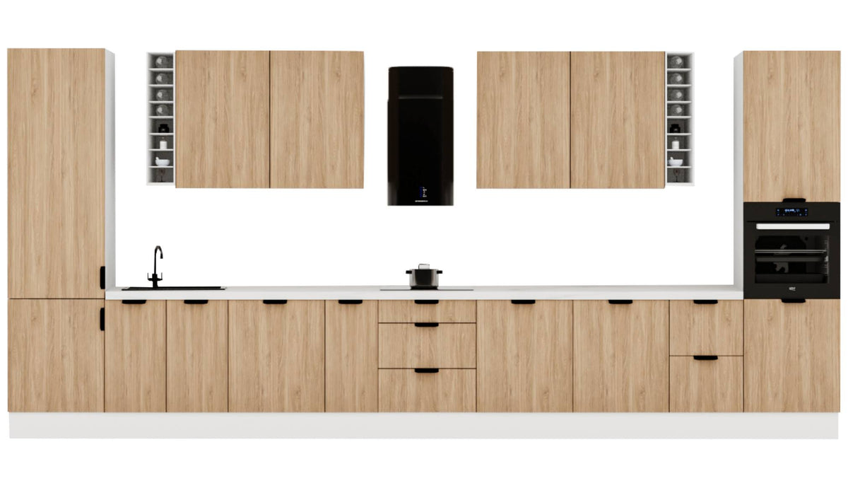Küchenzeile 515 cm Einbauküche Küche ohne Arbeitsplatte Küchenmöbel , Sorento KS6-M515 , Sonoma Eiche/Weiß