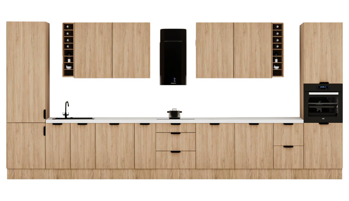 Küchenzeile 515 cm Einbauküche Küche ohne Arbeitsplatte Küchenmöbel , Sorento KS6-M515 , Sonoma Eiche