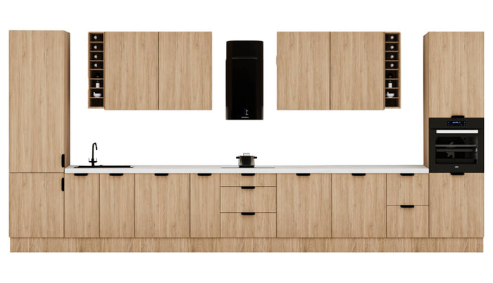 Küchenzeile 515 cm Einbauküche Küche ohne Arbeitsplatte Küchenmöbel , Sorento KS6-M515 , Sonoma Eiche