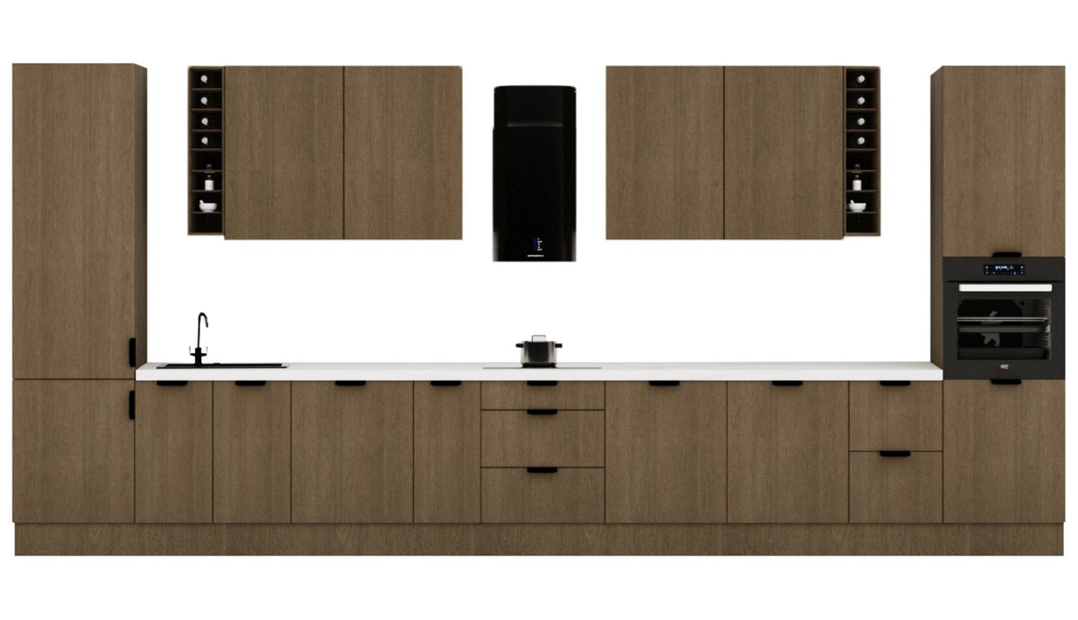 Küchenzeile 515 cm Einbauküche Küche ohne Arbeitsplatte Küchenmöbel , Sorento KS6-M515 , Dunkle Eiche