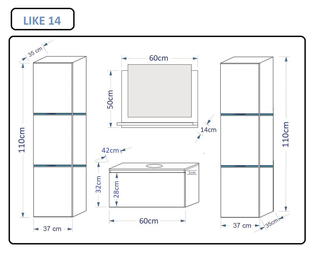 Badmöbel-Set Luxuriöse 2024 / Premium-Materialien für moderne Badezimmerschränke - ( Komplett Set 4 -St. LUMIA 3 ) - Milaros Markt
