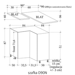 Eckunterschrank D90N - Sorento - Sonoma Eiche / Weiß