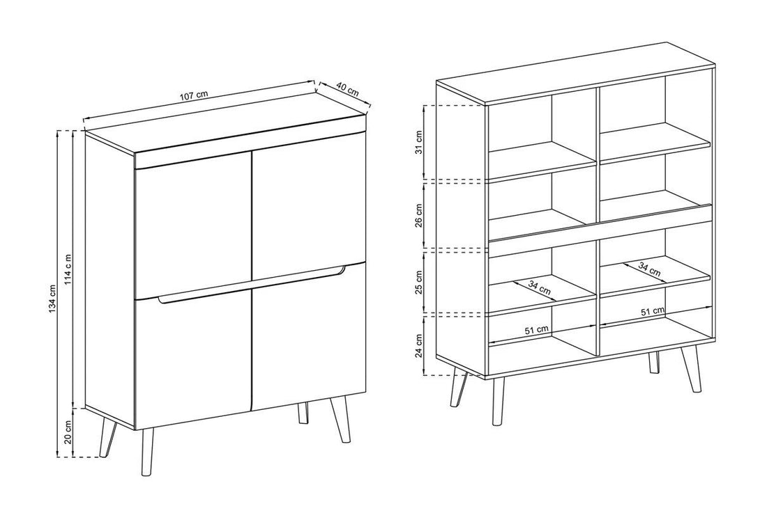 Kommode - Dorin - Elegante Aufbewahrungslösung für das Wohnzimmer - Milaros Markt
