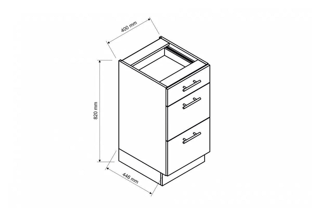 Unterschrank 40 cm  - Mina -  Eleganter Küchenschrank mit Schubladen. - Milaros Markt