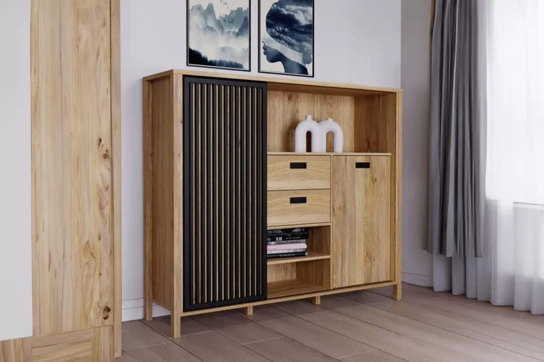 Kommode - Jytana - Zeitloser in Holzoptik für klassischen Wohnstil. - Milaros Markt