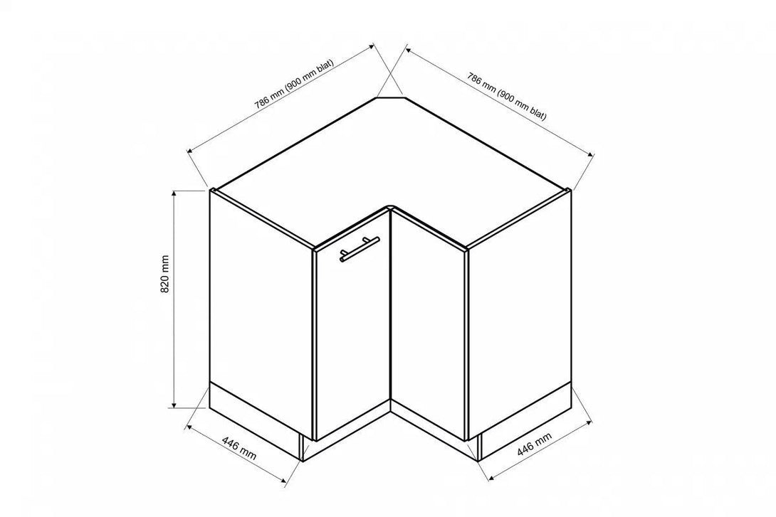 Eckunterschrank 90 cm   - Mina - Eleganter Eckunterschrank für Küchenecken. - Milaros Markt