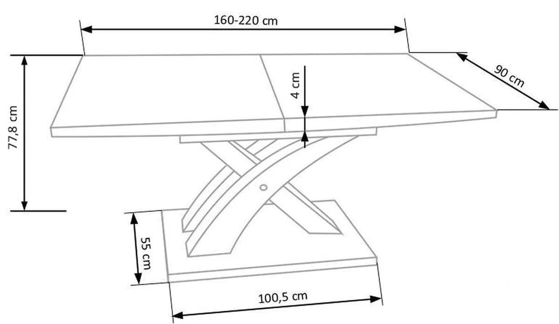 Esstisch - Sandor 2 - Markantes Design mit praktischem Auszugsmechanismus. - Milaros Markt