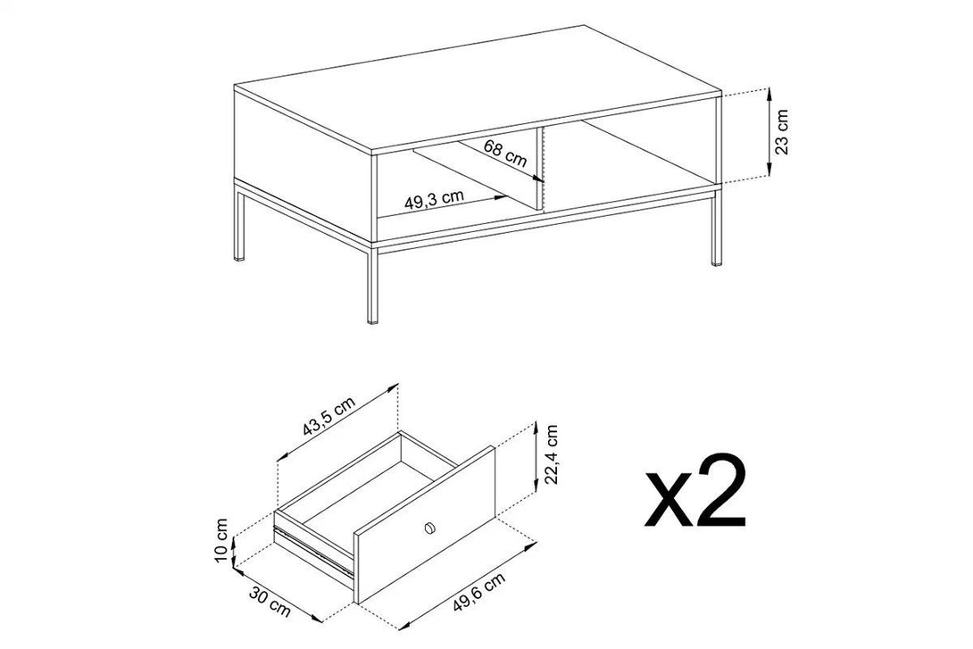 Couchtisch - Eladia - Toller Design-Couchtisch mit Schublade. - Milaros Markt