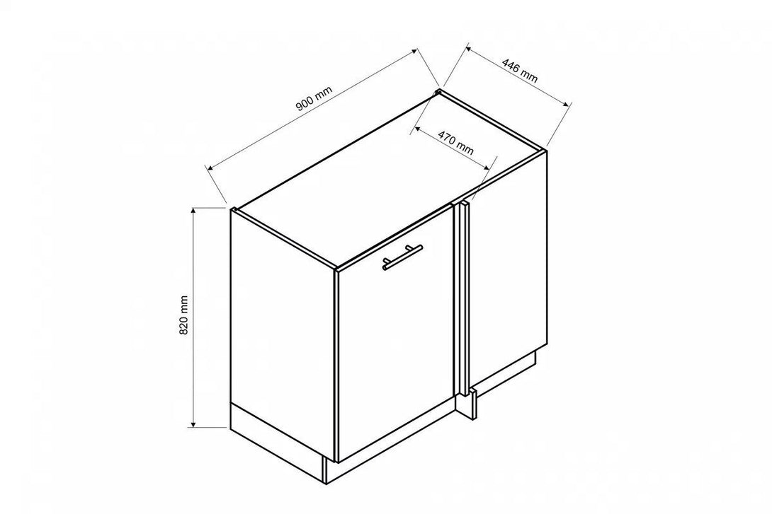 Eckunterschrank 90 cm  - Mina - Stilvoller Eckunterschrank für eine organisierte Küche. - Milaros Markt