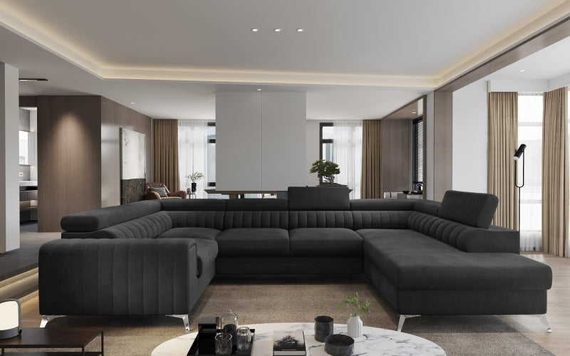 Ecksofa -  LOUIS - Stromlinienförmiges Design mit verstellbaren Rückenlehnen. - Milaros Markt