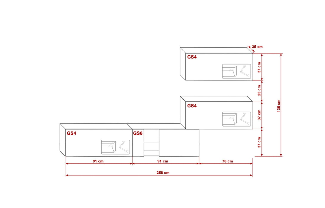 Wohnwand - Hochwertige Wohnwand: Premium Material für dein Wohnzimmer ( Komplett Set 4 -St. Ambiance Plus ) - Milaros Markt