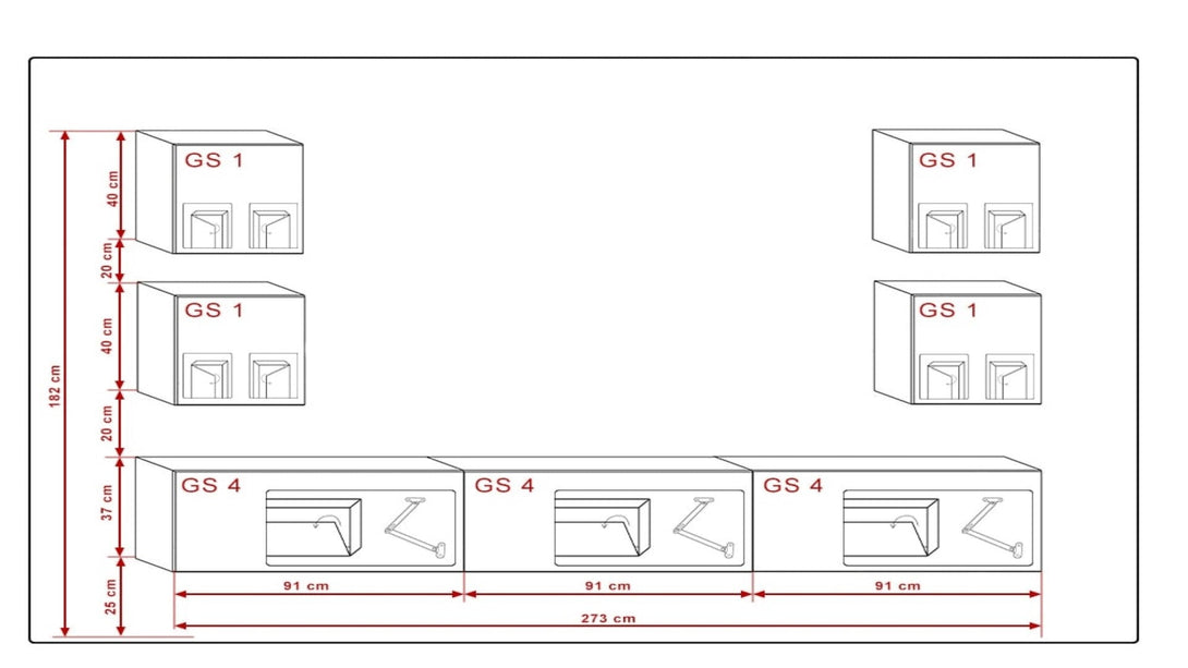 Wohnwand Wohnwand Zeitgemäßes Design in Premium-Qualität - Komplett Set, 7-St - Milaros Markt