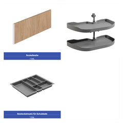 Winkelküche 405 x 205 cm Viel Stauraum Küchenzeile Küchenblock Ohne E-Geräten Einbauküche, Sorento KS5-M405 Sonoma Eiche